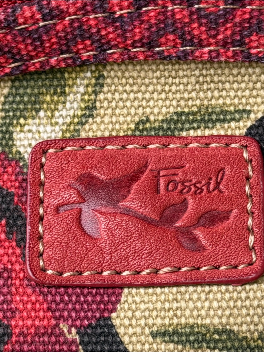 Vintage - Fossil Red Floral Canvas Coin Pouch - Picture 9 of 11